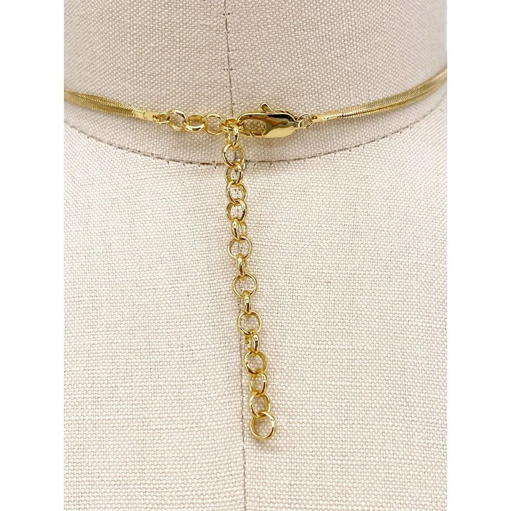 Luv AJ Ridged Pyramid Statement Necklace 18k Gold Scarab Link Collar $225 - Picture 4 of 4